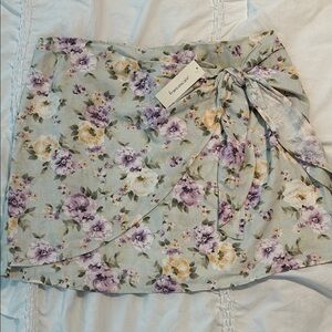 Francesca's Collections Floral Mini Skirt - Purple and Yellow